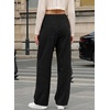 image:imageSidefeel Womens Wide Leg Corduroy Pants High Waitsed Elastic Waist TrousersBlack