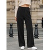 image:imageSidefeel Womens Wide Leg Corduroy Pants High Waitsed Elastic Waist TrousersBlack