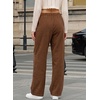 image:imageSidefeel Womens Wide Leg Corduroy Pants High Waitsed Elastic Waist TrousersCoffee