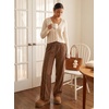 image:imageSidefeel Womens Wide Leg Corduroy Pants High Waitsed Elastic Waist TrousersCoffee