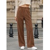 image:imageSidefeel Womens Wide Leg Corduroy Pants High Waitsed Elastic Waist TrousersCoffee