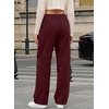 image:imageSidefeel Womens Wide Leg Corduroy Pants High Waitsed Elastic Waist TrousersRacing Red