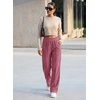image:imageSidefeel Womens Wide Leg Corduroy Pants High Waitsed Elastic Waist TrousersViolet