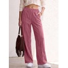 image:imageSidefeel Womens Wide Leg Corduroy Pants High Waitsed Elastic Waist TrousersViolet