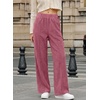 image:imageSidefeel Womens Wide Leg Corduroy Pants High Waitsed Elastic Waist TrousersViolet