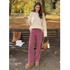 image:imageSidefeel Womens Wide Leg Corduroy Pants High Waitsed Elastic Waist TrousersViolet