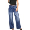 image:imageSidefeel Womens Wide Leg Jeans High Waisted Casual Stretchy Jeans 2026 Trendy Seamed Front Denim PantsBluing