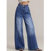 image:imageSidefeel Womens Wide Leg Jeans High Waisted Casual Stretchy Jeans 2026 Trendy Seamed Front Denim PantsBluing