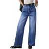 image:imageSidefeel Womens Wide Leg Jeans High Waisted Casual Stretchy Jeans 2026 Trendy Seamed Front Denim PantsDark Blue