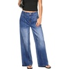 image:imageSidefeel Womens Wide Leg Jeans High Waisted Casual Stretchy Jeans 2026 Trendy Seamed Front Denim PantsDark Blue