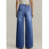 image:imageSidefeel Womens Wide Leg Jeans High Waisted Casual Stretchy Jeans 2026 Trendy Seamed Front Denim PantsDark Blue