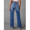 image:imageSidefeel Womens Wide Leg Jeans High Waisted Denim PantsDark Blue