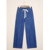 image:imageSidefeel Womens Wide Leg Jeans High Waisted Drawstring Denim SweatpantsDark Blue