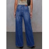 image:imageSidefeel Womens Wide Leg Jeans High Waisted Seamd Baggy Denim PantsBluing
