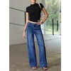 image:imageSidefeel Womens Wide Leg Jeans High Waisted Seamd Baggy Denim PantsBluing