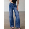 image:imageSidefeel Womens Wide Leg Jeans High Waisted Seamd Baggy Denim PantsDark Blue