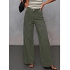 image:imageSidefeel Womens Wide Leg Jeans High Waisted Seamd Baggy Denim PantsGreen