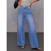 image:imageSidefeel Womens Wide Leg Jeans High Waisted Seamd Baggy Denim PantsLight Blue