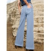 image:imageSidefeel Womens Wide Leg Jeans High Waisted Stretch Denim PantsIceland Blue