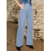 image:imageSidefeel Womens Wide Leg Jeans High Waisted Stretch Denim PantsIceland Blue