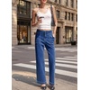 image:imageSidefeel Womens Wide Leg Jeans High Waisted Stretchy Ankle Denim PantsBlue