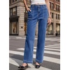 image:imageSidefeel Womens Wide Leg Jeans High Waisted Stretchy Ankle Denim PantsBlue