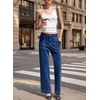 image:imageSidefeel Womens Wide Leg Jeans High Waisted Stretchy Ankle Denim PantsDark Blue