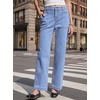 image:imageSidefeel Womens Wide Leg Jeans High Waisted Stretchy Ankle Denim PantsLight Blue