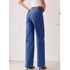 image:imageSidefeel Womens Wide Leg Jeans High Waisted Stretchy Boyfriend Denim PantsDark Blue