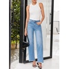 image:imageSidefeel Womens Wide Leg Jeans High Waisted Stretchy Denim PantsLight Blue