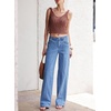 image:imageSidefeel Womens Wide Leg Jeans High Waisted Stretchy Denim PantsLight Blue