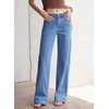 image:imageSidefeel Womens Wide Leg Jeans High Waisted Stretchy Denim PantsLight Blue