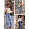image:imageSidefeel Womens Wide Leg Jeans Mid Rise Loose Denim PantsLight Blue