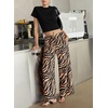 image:imageSidefeel Womens Wide Leg Palazzo Pants High Waisted Printed PantsKhaki