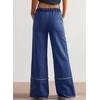 image:imageSidefeel Womens Y2K Floral Wide Leg Elastic High Waisted Baggy JeansBlue