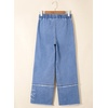 image:imageSidefeel Womens Y2K Floral Wide Leg Elastic High Waisted Baggy JeansIceland Blue
