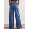 image:imageSidefeel Womens Y2K Floral Wide Leg Elastic High Waisted Baggy JeansLight Blue