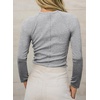 image:imageWomens Ribbed Long Sleeve Shirt Crewneck Fitted Raglan TopsGray