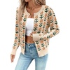 image:imageSidefeel Cardigan Sweaters for Women Printed Cropped SweaterApricot