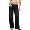 image:imageSidefeel Jeans for Women Trendy High Waisted Patched Waist Straight Leg Button Down Stretchy Denim PantsBlack