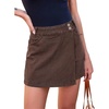 image:imageSidefeel Skorts for Woman Casual High Waisted Stretchy Jean Shorts Trendy Asymmetrical Summer Denim Mini Skirts with PocketsCoffee
