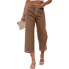 image:imageSidefeel Womens Capri Pants Trendy Wide Leg JeansBrown