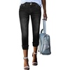 image:imageSidefeel Womens High Waisted Skinny Capri Pants Cropped JeansBlack