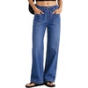 image:imageSidefeel Womens Jeans High Waisted Elastic Straight Leg Stretchy Drawstring Trendy Wide Leg Loose Pull On Denim PantsBlue
