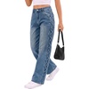 image:imageSidefeel Womens Jeans High Waisted Stretchy Wide Leg Y2K Retro Crisscross Strap Side Casual Streetwear Loose Denim PantsVintage Blue