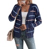 image:imageSidefeel Womens Striped Cropped Cardigan SweatersBlue