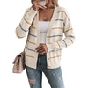 image:imageSidefeel Womens Striped Cropped Cardigan SweatersWhite