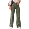 image:imageSidefeel Womens Wide Leg Jeans High Waisted Denim PantsGreen