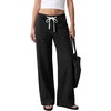 image:imageSidefeel Womens Wide Leg Jeans High Waisted Drawstring Denim SweatpantsBlack