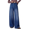 image:imageSidefeel Womens Wide Leg Jeans High Waisted Seamd Baggy Denim PantsBluing